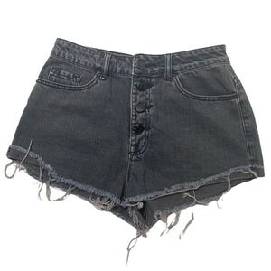 Urban Outfitters BDG Super High Rise Foxy Black Denim Button Fly Shorts 28w